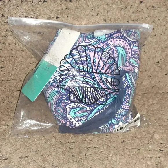 SEA & SAND-Skirted Geometric Swimdress/Swimsuit-Paisley Multicolor-Sz 14-NIB - Picture 3 of 6
